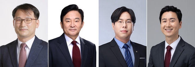 왼쪽부터 국민의힘 남동구을 신재경 예비후보, 계양구을 원희룡 예비후보, 서구갑 박상수 예비후보, 연수구을 김기흥 예비후보.