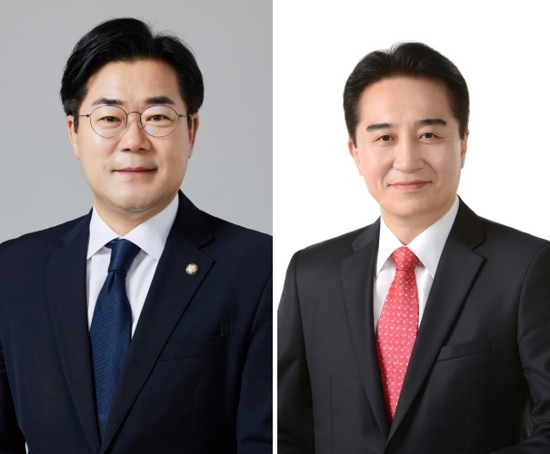 (왼쪽부터) 박찬대 더불어민주당 연수구갑 예비후보, 정승연 국민의힘 연수구갑 예비후보. 