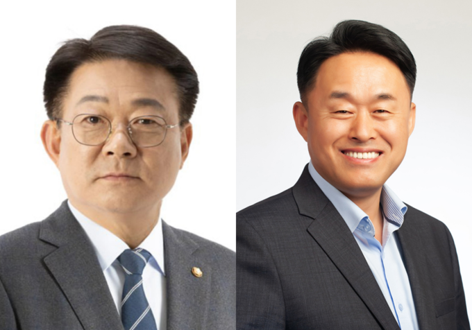 (왼쪽부터) 허종식 더불어민주당 동구미추홀구갑 예비후보, 심재돈 국민의힘 동구미추홀구갑 예비후보.