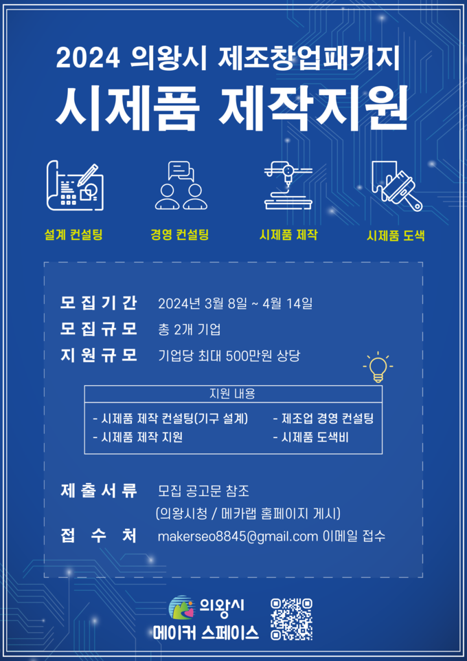 의왕시가 ‘2024 제조창업패키지 시제품 제작 지원사업’을 추진한다. (사진=의왕시 제공)