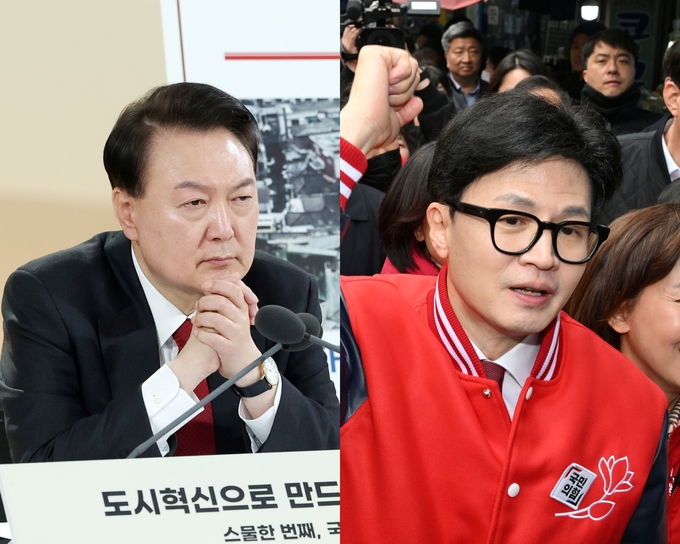 윤석열 대통령(왼쪽)과 한동훈 국민의힘 비상대책위원장. (사진=연합뉴스)