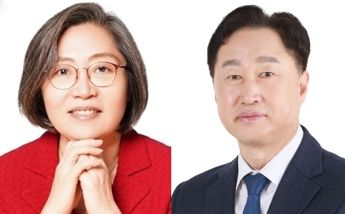 이수정(왼쪽·수원정) 국민의힘 후보와 김준혁(수원정) 더불어민주당 후보. (사진=경기신문DB)