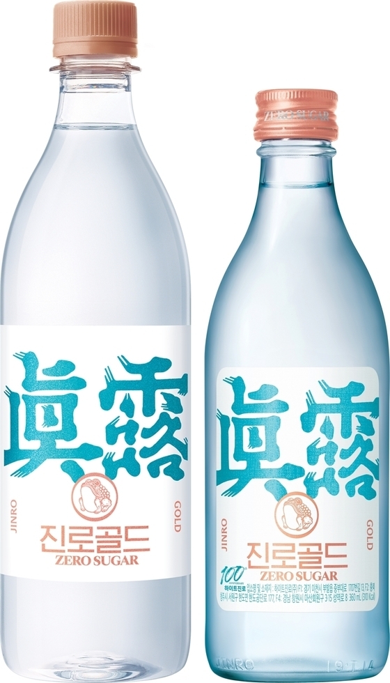 진로골드 페트 550ml(왼쪽)와 병(360㎖) 제품 이미지. (사진=하이트진로 제공)