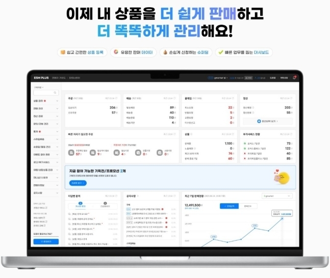 셀러용 판매관리 사이트 'ESM PLUS' 리뉴얼. (사진=G마켓 제공)