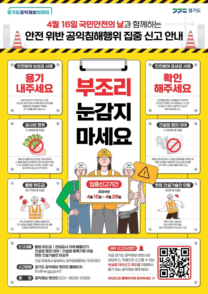 안전 위반 공익침해행위 집중신고 안내 포스터. (사진=경기도 제공)