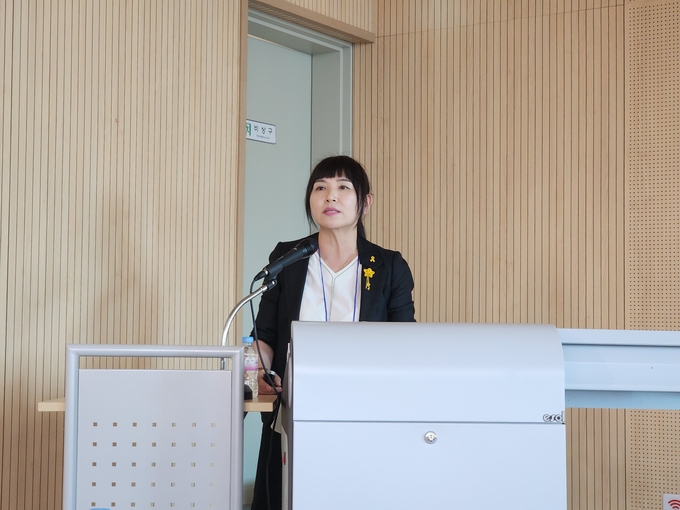 세월호 희생자 고(故) 김도언 양의 모친인 이지성 4.16기억저장소 소장이 발언을 하고 있다. (사진=이보현 기자)