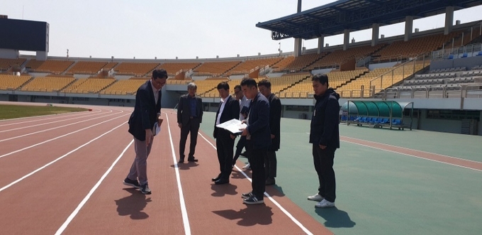 파주시가 경기도체육대회를 앞두고 주요 경기장에 대한 사전 현장 점검을 실시하고 있다. (사진=파주시 제공)