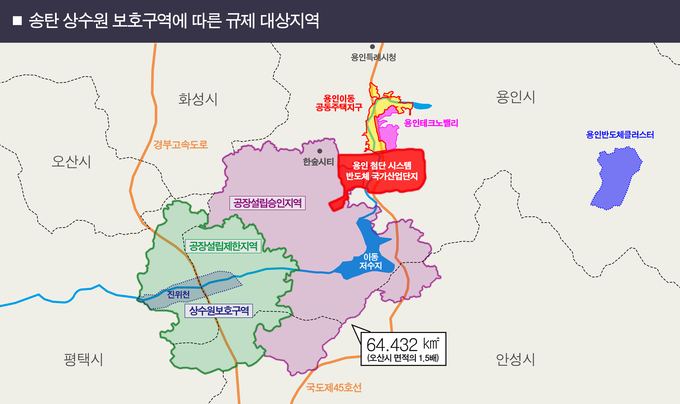 평택 송탄 상수원보호구역. (사진=용인시 제공)