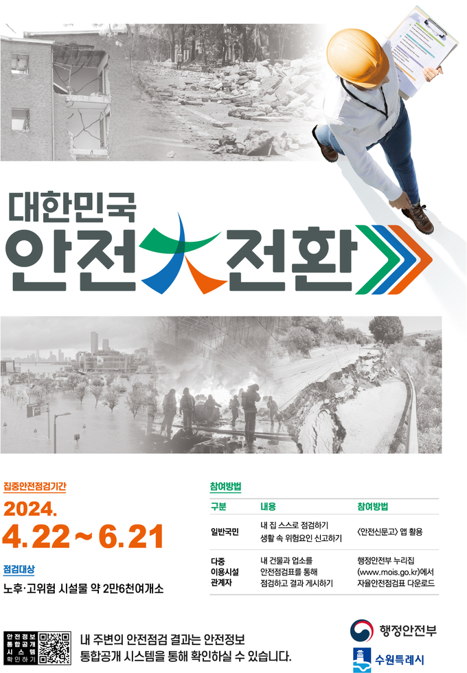 ‘2024년 대한민국 안전대전환 집중안전점검’ 홍보물. (사진=수원시 제공)