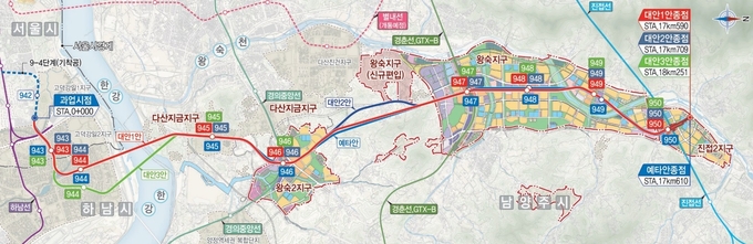 지하철 9호선 노선도. (사진=하남시 제공)