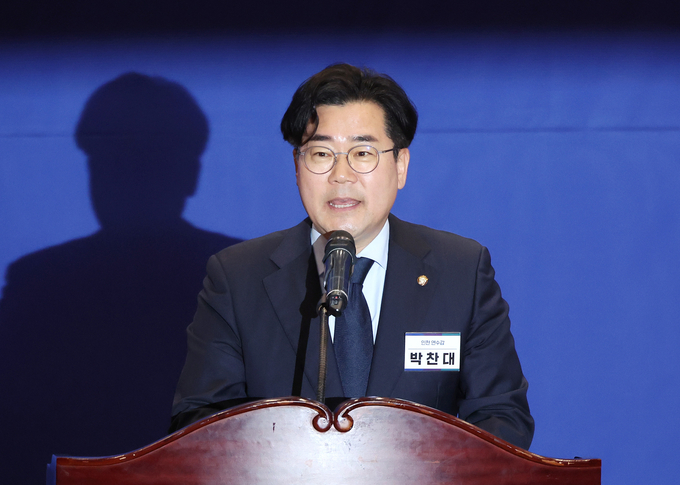 박찬대 더불어민주당 원내대표가 지난 3일 국회 의원회관에서 열린 제22대 국회 더불어민주당 당선자 총회에서 수락 연설을 하고 있다. (사진=연합뉴스)