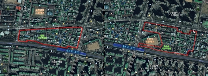  국토교통부 도심 공공주택 복합지구로 지정된 부천 중동역 동·서측. (사진=부천시 제공)