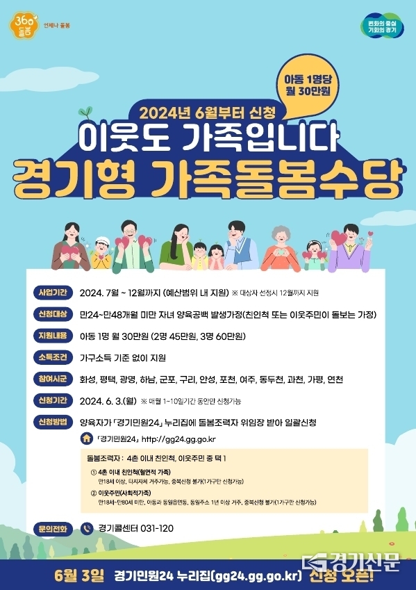 경기형 가족돌봄수당 사업 홍보물. (사진=안성시 제공)