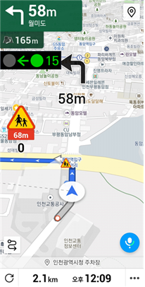 오는 11월 도입될 예정인 신호 잔여시간 등을 알려주는 ITS 기반의 신호정보개방서비스. ( 사진 = 인천시 제공 )