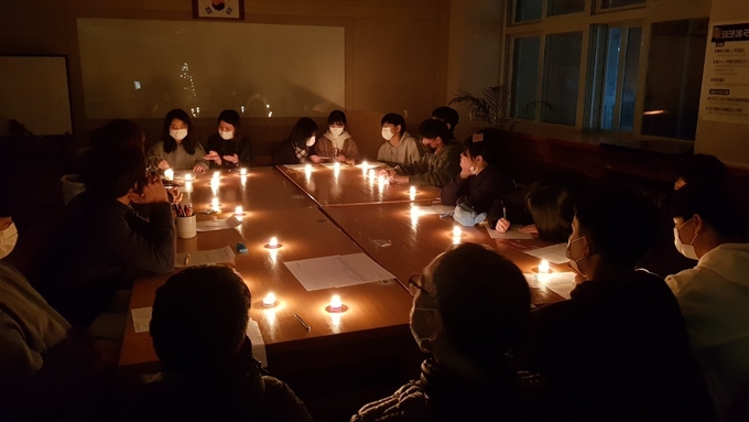 백학중학교에서 키움 프로그램 평가회가 진행되고 있다. (사진=백학중학교) 