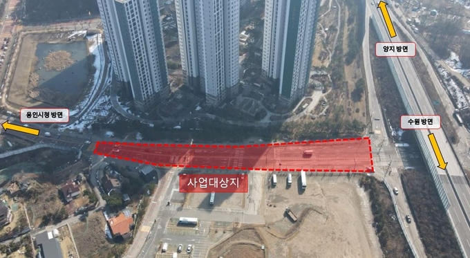 용인특례시는 처인구 역북지구와 신중부대로를 연결하는 역동교차로 일대의 교통 혼잡을 해소하기 위해 용인제일교회 앞에 좌회전 차로 1개를 추가 확장한다. (사진=용인시 제공)