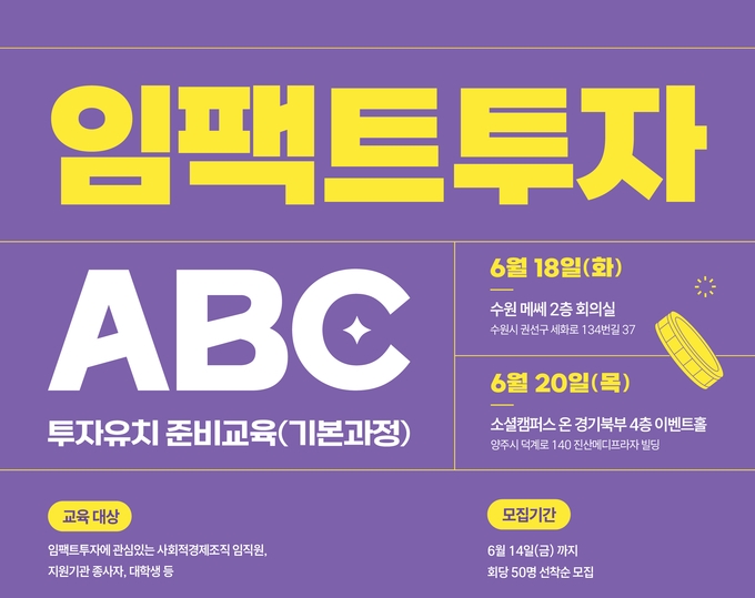 ‘2024년 임팩트투자 ABC’교육 참가 모집 포스터. (자료=경기도 제공)