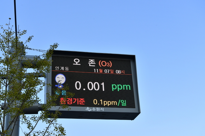 수원시 대기질 알림 전광판. (사진=수원시 제공)