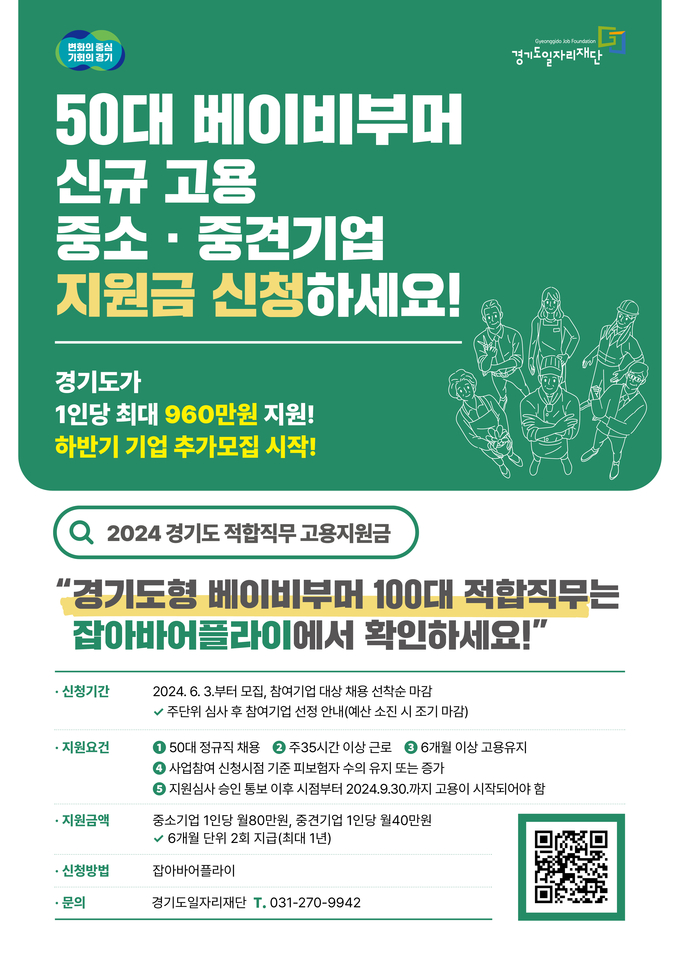 베이비부머 적합직무 고용지원금 사업 포스터. (사진=경기도 제공)
