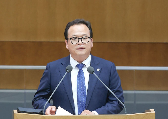 13일 경기도의회 제375회 정례회 제3차 본회의에서 임창휘(민주·광주2) 도의원이 5분 발언을 하고 있다. (사진=경기도의회 제공)
