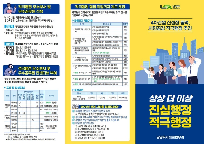 남양주시 적극행정 우수부서 및 우수공무원 보상제도 안내서. (사진=남양주시 제공)