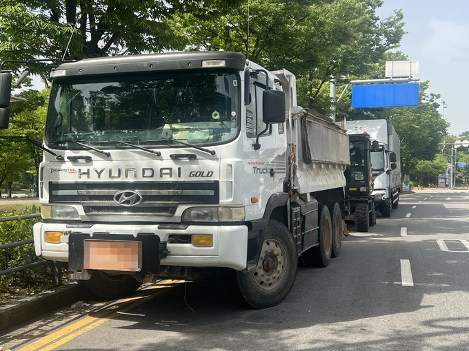 24일 오후 수원시 한 도로변에 주차된 화물차 모습. (사진=장진 기자)
