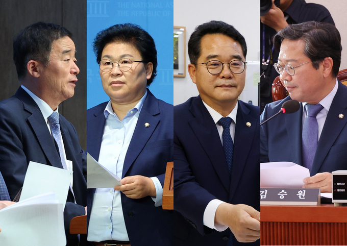 왼쪽부터 더불어민주당 강득구, 문정복, 민병덕, 김승원 국회의원. (사진=연합뉴스)