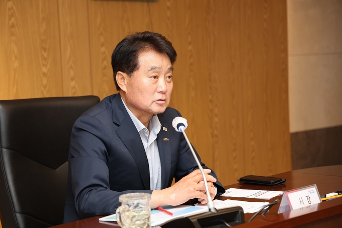 하은호 군포시장이 3일 탄소중립 녹생성장 기본계획 수립용역 착수보고회를 개최했다. (사진=군포시 제공)