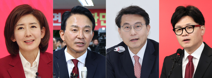 국민의힘 당권주자 나경원·원희룡·윤상현·한동훈 후보 (사진=연합뉴스)