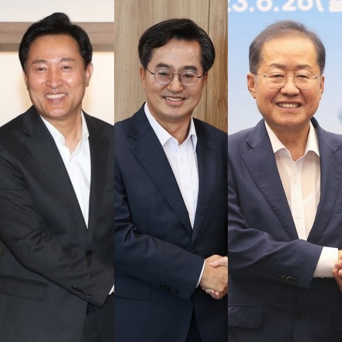 (왼쪽부터) 오세훈 서울시장, 김동연 경기도지사, 홍준표 대구시장. (사진=연합뉴스)