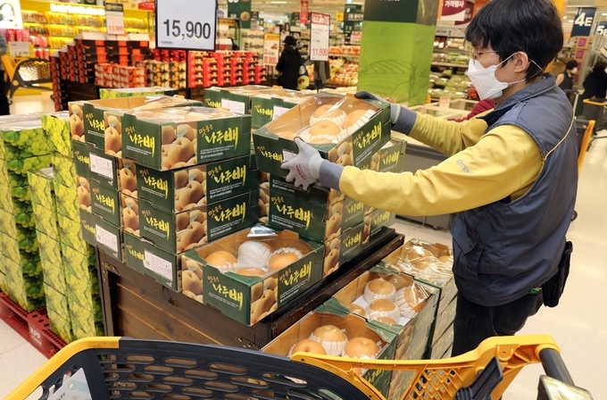 이마트 신선매장에 배가 진열되어 있다. (사진=이마트 제공)