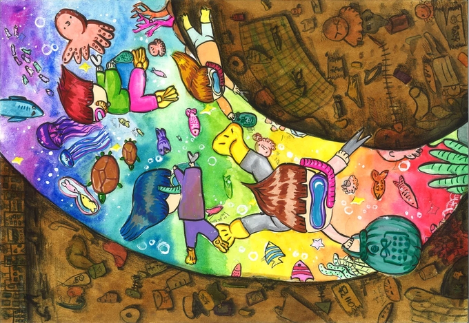 그림 분야 저학년부 대상을 받은 '우리는 바다 쓰레기 청소부'. (사진=안양시 동안구 제공)