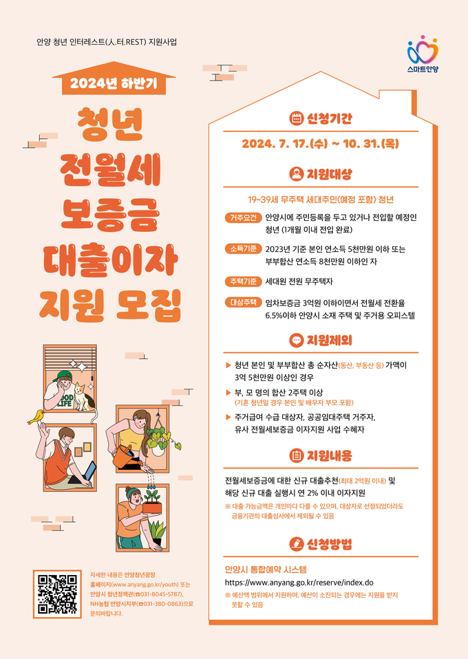 안양시 무주택 청년 전월세 보증금 대출이자 지원사업 포스터.(사진=안양시 제공)