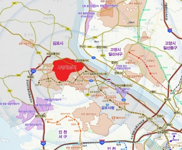 김포한강2공공주택지구 예정 위치도. (사진=김포시청제공)
