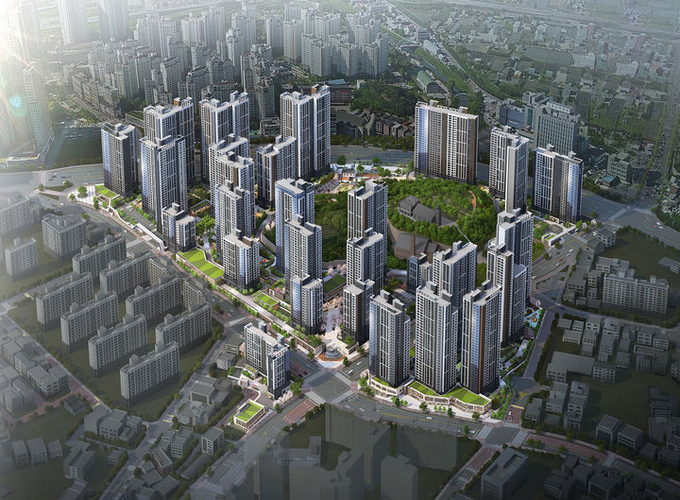 오는 8월 분양을 시작하는 3058세대 규모의 ‘한강 수자인 오브센트’ 조감도. (사진=한양 제공)