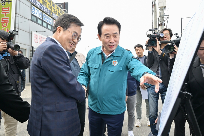 백영현 포천시장, 김동연 지사와 전철-GTX 추진현장 방문. (사진=포천시 제공)