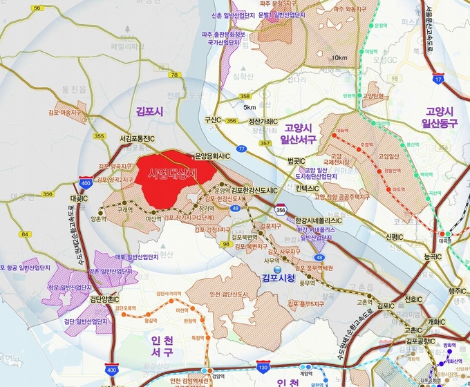  한강2 공공주택지구 예정 위치도. (사진=김포시청 제공)