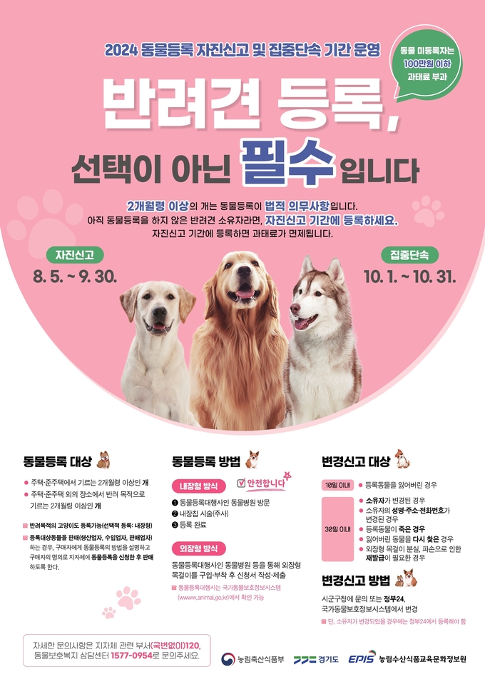 광주시 반려동물 등록 자진신고 기간 운영 홍보 포스터. (사진=광주시 제공)
