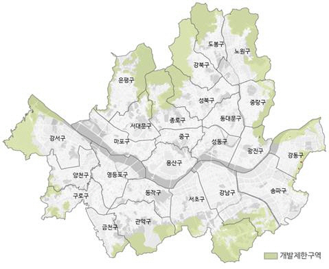 서울 개발제한구역(그린벨트) 지정 현황. (사진=서울시 제공)