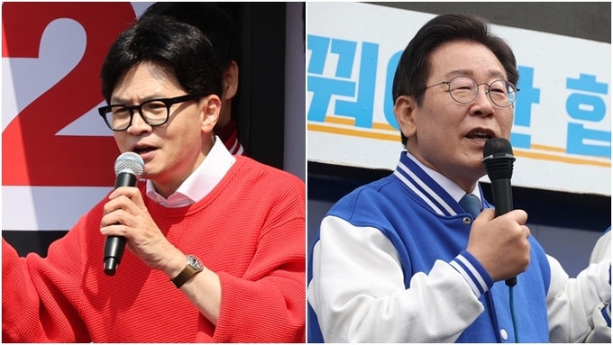 국민의힘 한동훈 대표(왼쪽)와 더불어민주당 이재명 대표 (사진=연합뉴스)