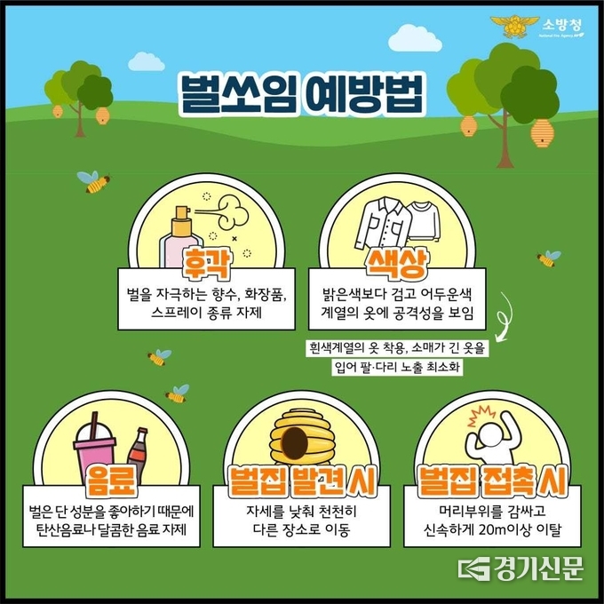 벌 쏘임 사고 예방 안전수칙. (사진=안성소방서 제공)