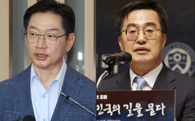 김경수 전 경남도지사(왼쪽)와 김동연 경기도지사. (사진=연합뉴스)