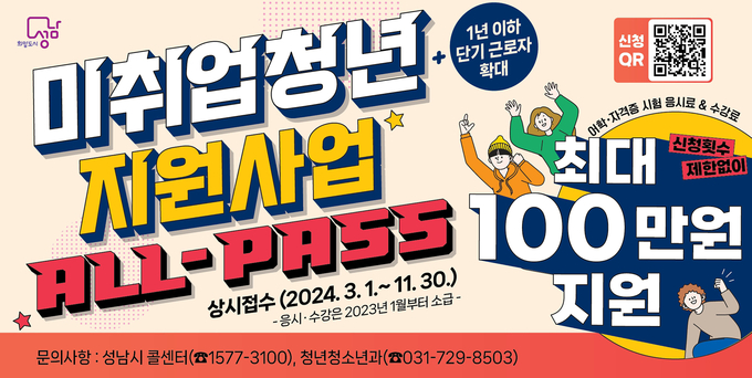 성남시는 미취업 청년을 위한 'ALL-Pass' 지원사업의 하반기 모집을 시작한다. (사진=성남시 제공)