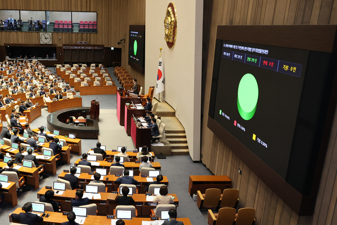 28일 국회 본회의에서 전세사기 특별법이 통과되고 있다. (사진=연합뉴스)