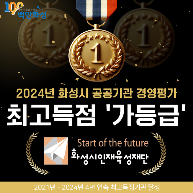 화성시인재육성재단이 화성시 공기업 대상 경영 평가에서 4년 연속 1위를 차지했다. (사진=화성시인재육성재단 제공)