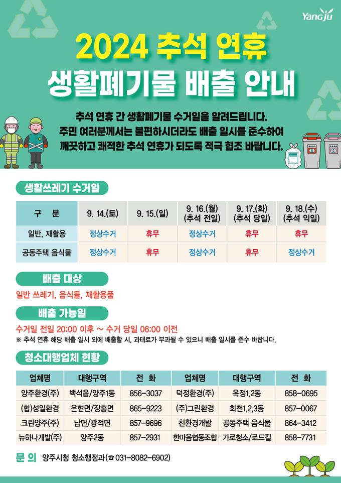 2024년 추석 연휴 생활 쓰레기 관리 대책 포스터. (사진=양주시 제공)