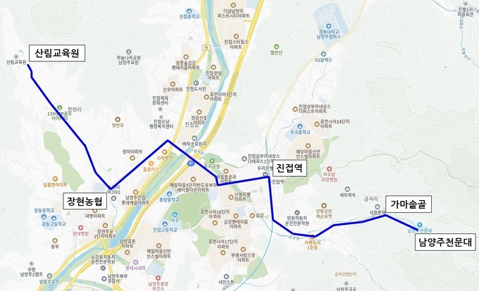 산림교육원-남양주천문대 77번 버스 노선도. (사진=남양주시 제공)