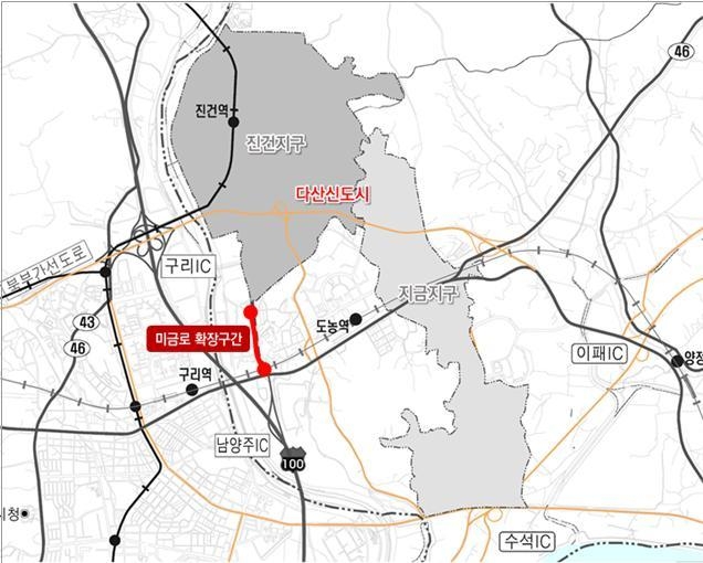 미금로 확장구간 위치도. (사진=경기주택도시공사 제공)
