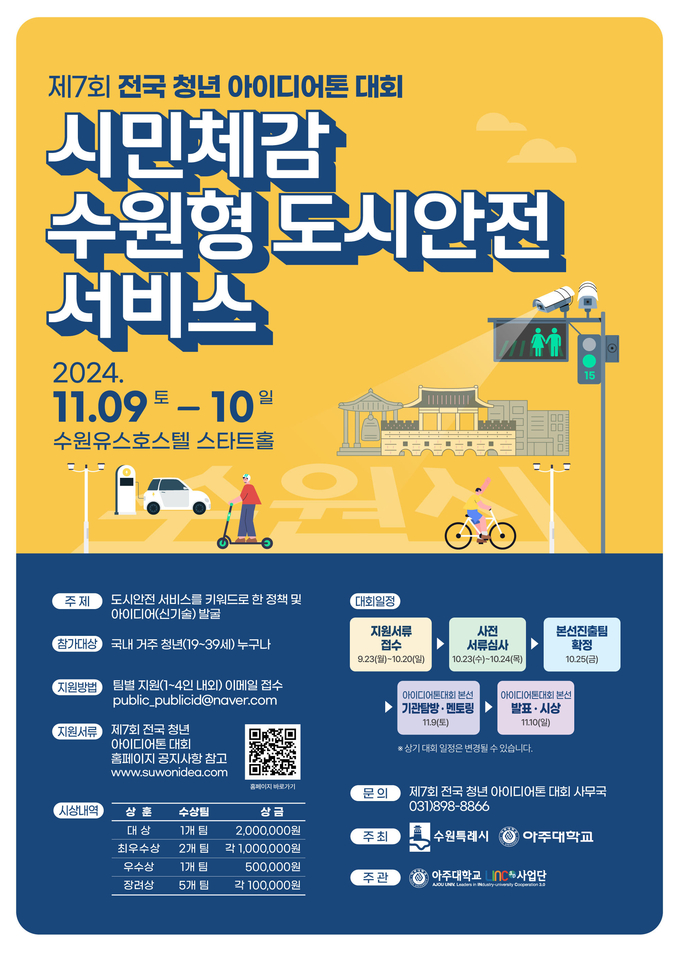 '제7회 전국 청년 아이디어톤 대회' 참가팀 모집 홍보물. (사진=수원시 제공)