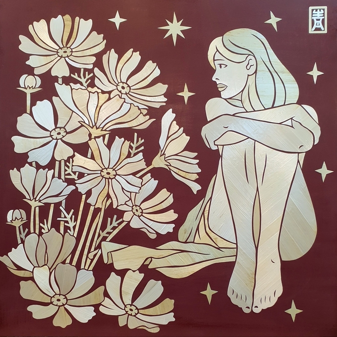 코스모스여인Ⅱ, 42×42cm, 우윤숙, 2024. (사진=맥간공예연구원 제공)
